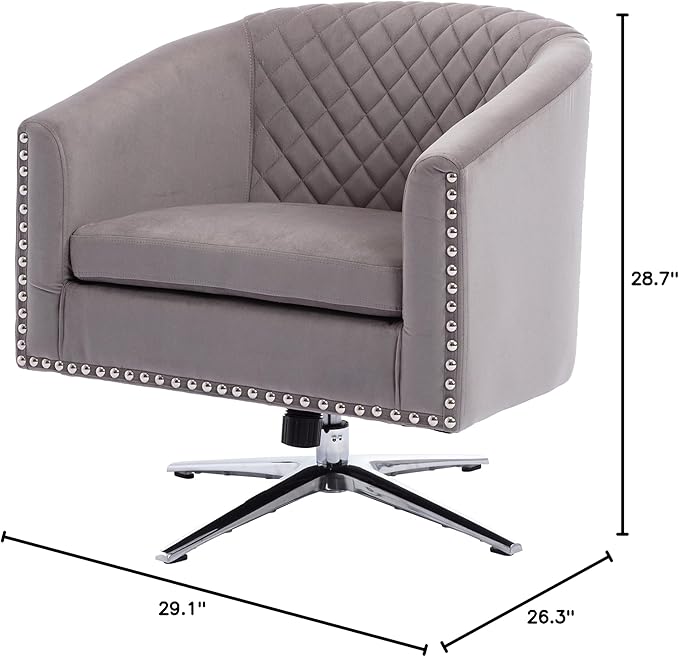Swivel Barrel Chair Living Room Chair with Nailheads and Metal Base