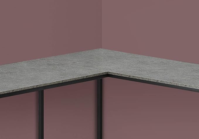 Computer Desk Home Office Corner 58 l L Shape Work Laptop Grey Laminate Black Metal Contemporary Modern