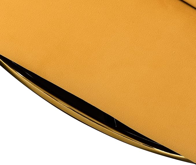 HULALA HOME Swivel Accent Chair with Gold Metal Base Contemporary Velvet Curved Swivel Barrel Chair Upholstered Club Armchair Leisure Single Sofa for Living Room Nursery Bedroom(Mustard)