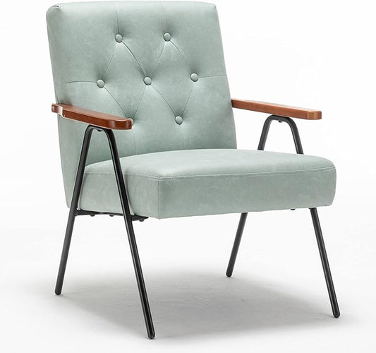 UNICOO - Modern Accent Chairs Mid-Century Armchair Living Room Chairs Leisure Chair with Metal Legs Reception Side Chairs (ZKL-222K Diamond Green)