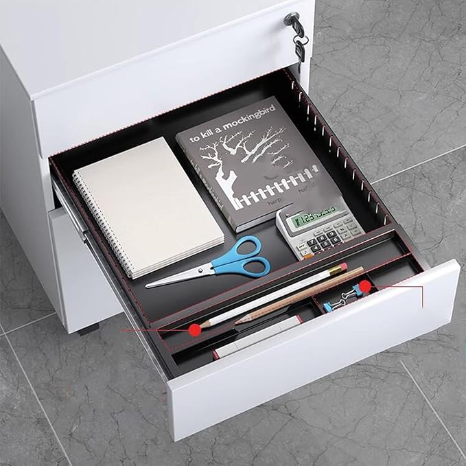 File Cabinet with Lock Drawer Under The Desk Activity Cabinet Three Drawer Data Office Cabinet Bedside tin Cabinet (Color : White)