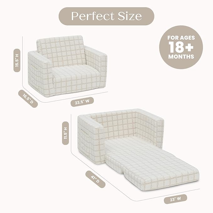 Delta Children Checkered Cozee Flip-Out Chair Cream