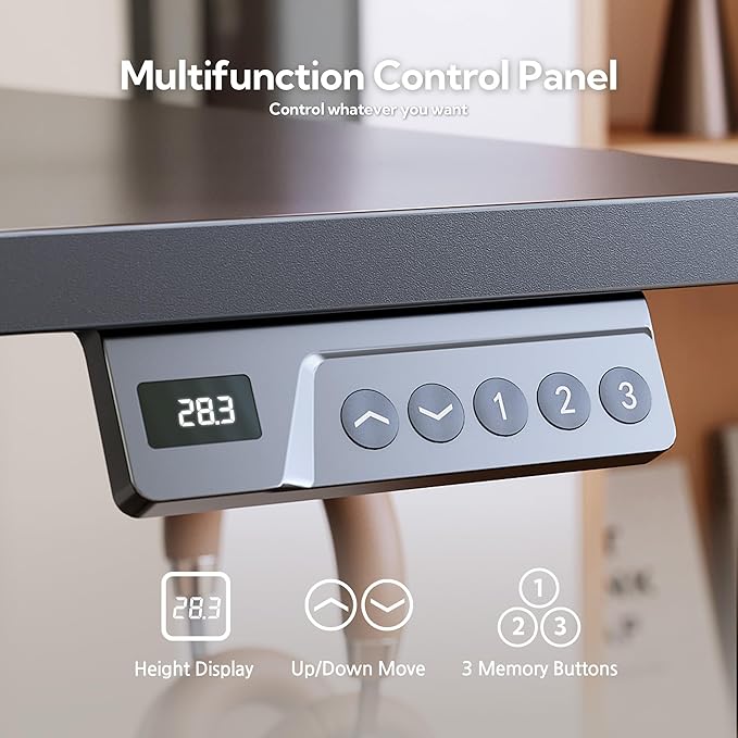 Seang Standing Desk with Drawer 48 x 24 Height Adjustable Stand Up Desk 3 Memory Height Settings with Cable Grommets &amp Storage Hooks Ideal for Home &amp Office Black