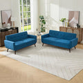 Kingfun Living Room Furniture Sets Loveseat &amp Standard Mid Century Modern Decor Sofa Couches Button Tufted Upholstered Furniture Blue | linen fabric button tufted solid wood foot pocket spr