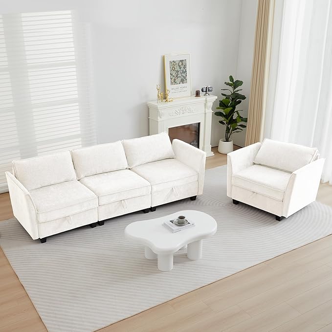 ORRD 2 Piece Modular Sectional Sofa Set Convertible Couch with Storage Sofa Modular for Living Room Office (Beige)
