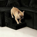 Claiks 128 Modular Sectional Sofa Couch Boneless Couch with 6 Pillows Deep Seat Sofa for Living Room Easy Assembly Dog Stair Only Black