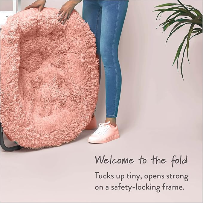 Urban Lifestyle Mongolian Faux Fur Oversized Saucer Chair Blush
