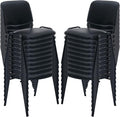Stackable PU Leather Office Chairs Set of 20 Armless Conference Room Guest Chairs No Wheels Sturdy Metal Frame Waiting Room Reception Chairs for Office Meeting Lobby Black
