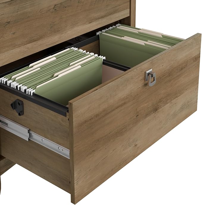 Bush Home Salinas 2 Drawer Lateral File Cabinet in Reclaimed Pine Home Office Storage Solution Organizer with Drawers for Workspace Filing Unit