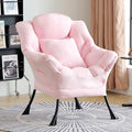Lazy Chair for Living Room Large Pink Accent Chair with a Throw Pillow Leisure Sofa Chair Set Comfy Reading Chair for Bedroom Dorm Room Office