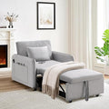 Convertible Sleeper Chair Bed3 in 1 Velvet Tufted Upholstered Single Sleeper Sofa with Adjustable Backrest&ampUSB PortPull Out Recliner Lounger Bed for Living RoomOfficeApartmentSmall Space(Grey