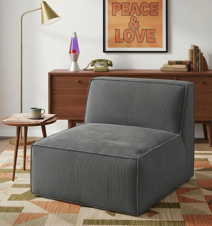 Amada 33 Cloud Sectional Couch Middle PieceMemory Foam Modular Sofa with Back Support Convertible Boneless Couch Portable Sofa Chair Comfy Floor Sofa Lounge for Living Room Bedroom Grey Single |