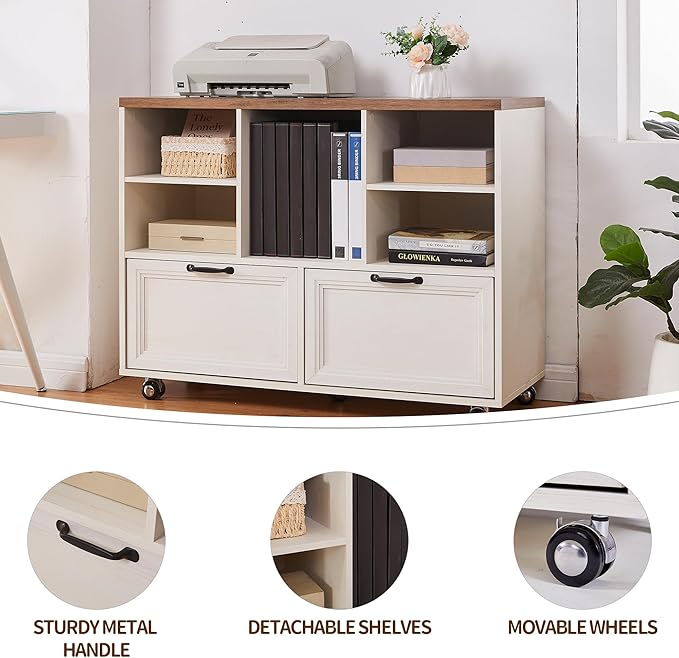 60L-Shaped Executive Desk with 40Adjustable File CabinetFarmhouse Home Office Desk with Charging StationOffice Desk with Storage DrawersWood Computer Desk Set for Office WorkHome Study