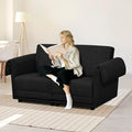 FHFO 65 Loveseat Sleeper Couch for Small Spaces 3 in 1 Pull Out Sofa Bed Convertible Sleeper Sofa Comfy Sofabed for Living Room Bedroom Apartment (Black)