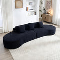 129.9 Oversized Sectional Sofa for Living Room Modern Curved Couch Compressed Modular Cloud Sofa Boneless 4 Seater Couch Large Sectional for Office Apartment- Black