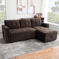 Naomi Home L-Shaped Sectional Sleeper Sofa with USB Ports - Convertible Pull-Out Bed Ample Storage Timeless Design Durable Construction Espresso/Microfiber