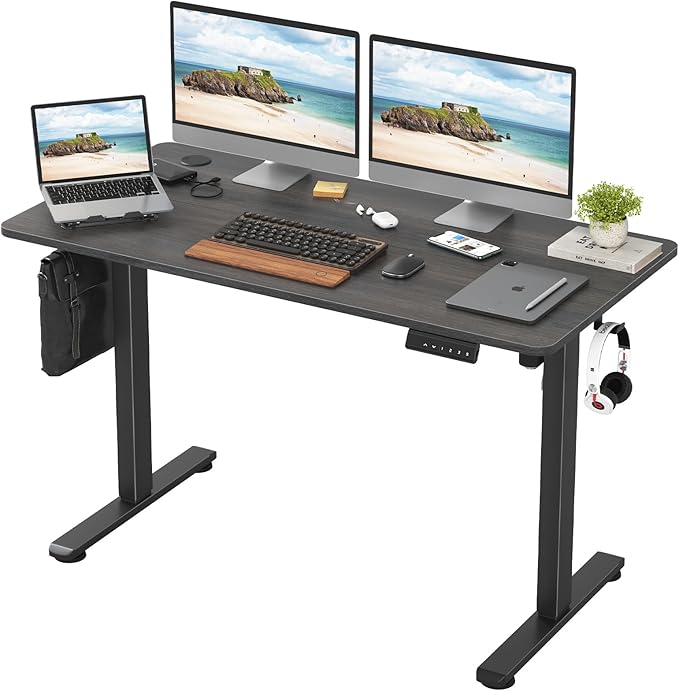 Electric Standing Desk 48 x 24 Inches Height Adjustable Sit Stand Up Desk Home Office Computer Desk Ergonomic Rising Computer Table for Work Home Office (Walnut)