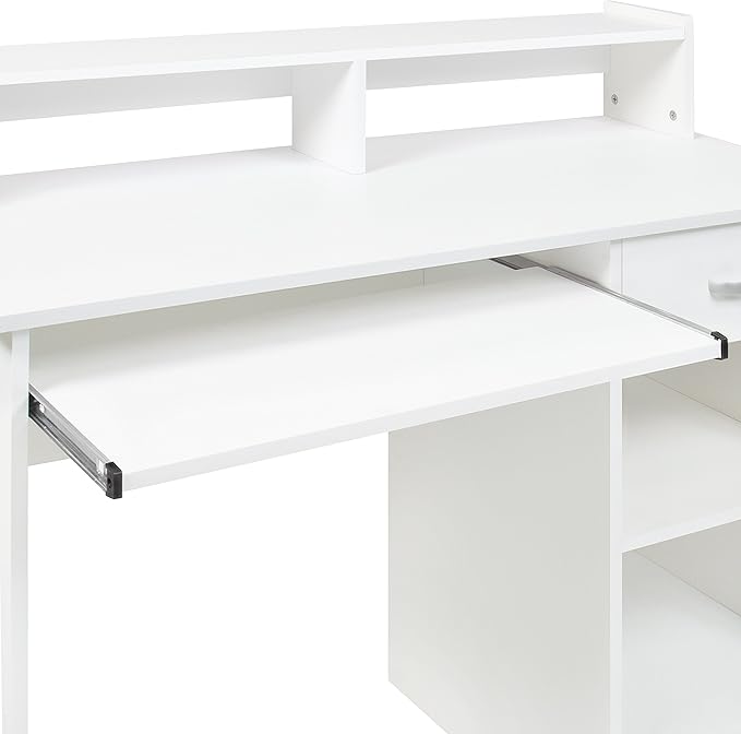 Best Choice Products Commercial Home Computer Laptop Work Station Desk Table w/Removable Shelf Divider Open Back for Home College Office - White