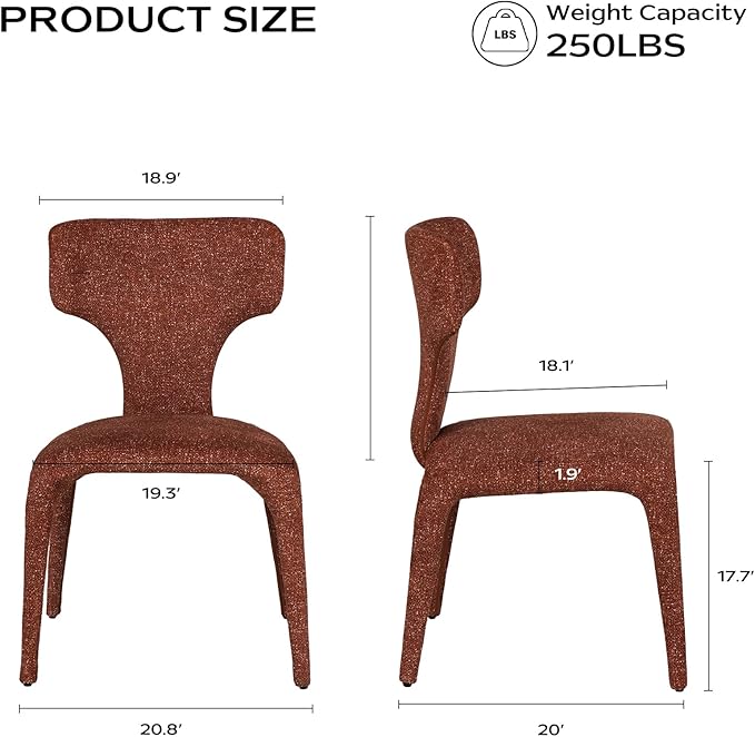 Modern Minimalist Curved Back Accent Chair - Brown Upholstered Armchair Ergonomic Design for Living Room Study Bedroom Cafe