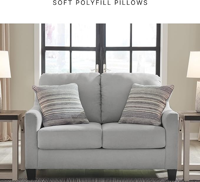 Signature Design by Ashley Adlai Casual Loveseat with 2 Toss Pillows Light Gray
