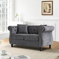 Chesterfield Sofa58 Button Tufted Velvet Couch with Rolled Arms&ampNailhead TrimComfy 2 Seater Loveseat SofaOversize Mid Century Modern Couch for Living RoomBedroomApartmentOffice(Grey)
