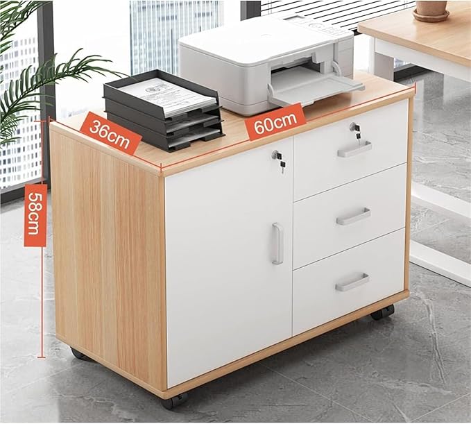 3 Drawer Filing Cabinet On Wheels Lateral Printer Storage Cabinets(B)