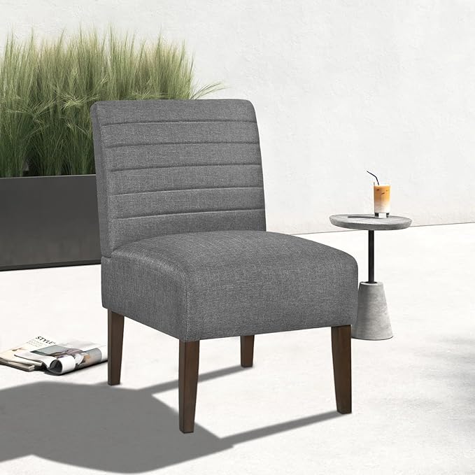 Accent Chair for Living Room Modern Comfy Chair with Solid Wood Frame Small Cozy Chair for Bedroom Office Reading Corner (Gray)