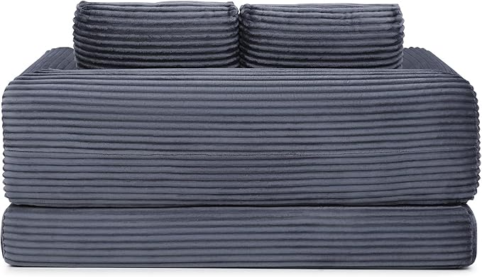 Foldable Boneless Love Seat Couches in a Box Modern Floor Foam Sleeper Sofa Bed 2-in-1 Convertible Cloud Sofa for Home Apartments Bedroom