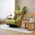 Gwen Upholstered 360° Swivel Chair Lounge Chair with Adjustable Backrest/Headrest Metal Frame Living Room Lounge Sofa and Phone Holder Comfy Bean Bag Chair Green