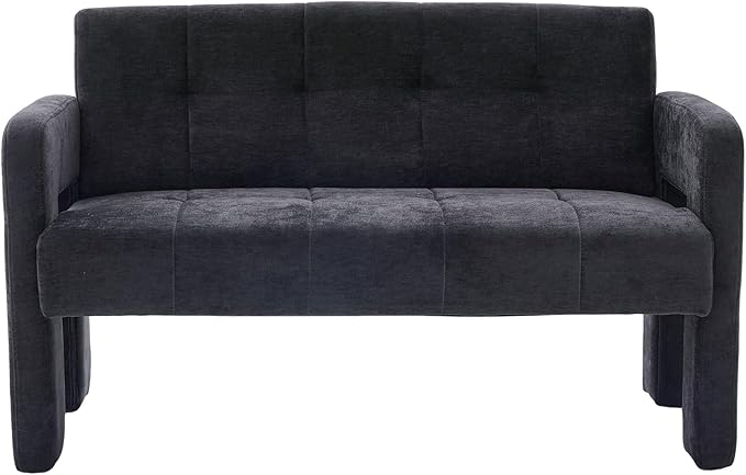Nordic Modern Double Armchair Living Room &amp Bedroom Compact Upholstered Sofa Leisure Sofa Comfortable Seating with Dual Armrests Can be paired with a single chair for Living RoomBedroom (BLACK)