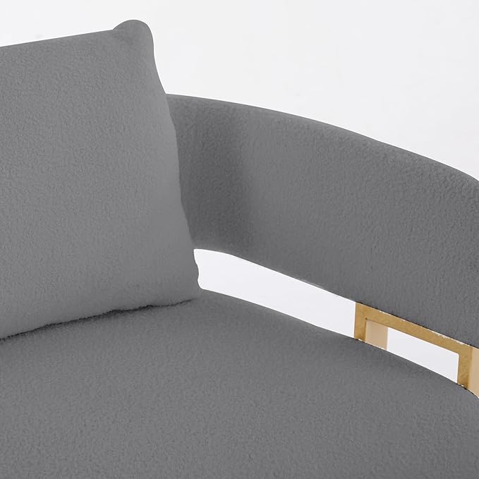 51 Comfy Loveset Sofa Grey Small Teddy Love Seat Sofa Bedroom Mini Couch Living Room Side Chair with Gold Metal Legs for Dressing Area Reception Room Office (Grey)