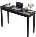 Solid Wood Desk with Drawers - 47 x 16 Inch Modern Narrow Desks Rubber Wood Study Table Small Writing Desk for Small Spaces|Bedroom - Black Desks