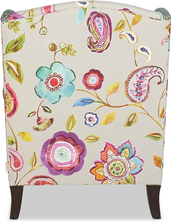 Jennifer Taylor J T Home Ayla Boho Chic Wingback Accent Arm Chair Floral &amp Leopard Blue-Teal &amp Purple Velvet