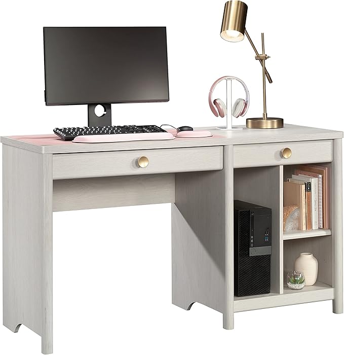Sauder Dover Edge Computer Desk with Drawers Glacier Oak Finish