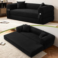 Convertible Futon Sofa Bed80 Folding Pull Out Couch with Pillows &amp Storage Pocket (Black Corduroy-30 W)