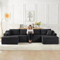 133.5 Oversized U Shaped Sectional Couch Boneless Cloud Couches for Living Room Corduroy Comfort Modular Deep Seat Sofa with Chaise Cup Holders &amp Storage Pocket No Assembly Dark Grey