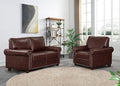 2 Piece Faux Leather Sofa SetModern Chair and Loveseat Sets with StorageMid Century Couch with Rivet Rolled ArmComfy Deep Seat SofaFurniture for Living RoomOffice(Armchair+LoveseatBurgundy)