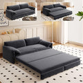66'' Queen Pull Out Sofa Bed with Thickened Cushions 3-in-1 Convertible Velvet Sleeper Couch with Side Storage Loveseat Futon Lounge Recliner for Living Room Apartment Bedroom Small Space (Grey)