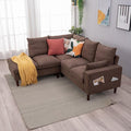 Panana 5 and 6 Seater Convertible Sectional Sofa CouchL-Shape with Universal Corner and Bulit-in USB Charging Port Chaise (Brown Linen Fabric 5 Seater Corner with Built-in USB Port Chaise)