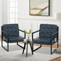 Accent Chairs Set of 2 Modern Accent Arm Chairs for Living Room Comfy Leather Armchairs with Metal Legs for Bedroom Reception Room Blue