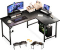 COMHOMA 57 L Shaped Desk with 2 Monitor Stand Reversible Computer Desk Corner Desks Gaming Desk PC Table Large Work Workstation for Gaming Writing Study Black