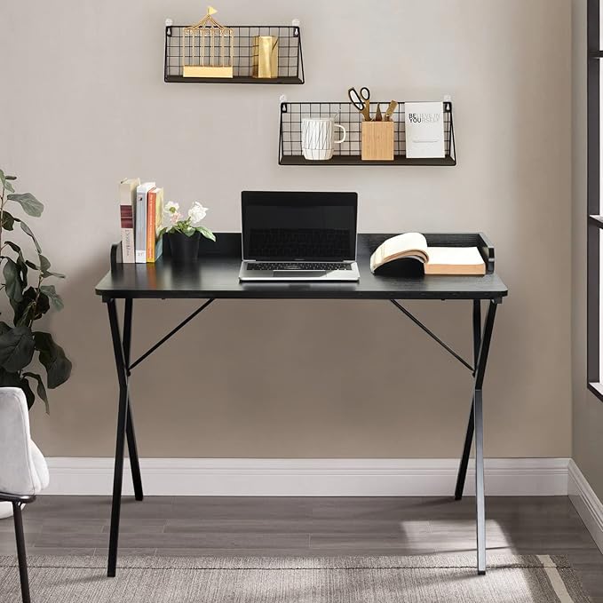 FurnitureR Office Desk Simple Style Writing Table Computer Study Desk with Baffle Home Office PC Laptop Table 39.4 Inches Black