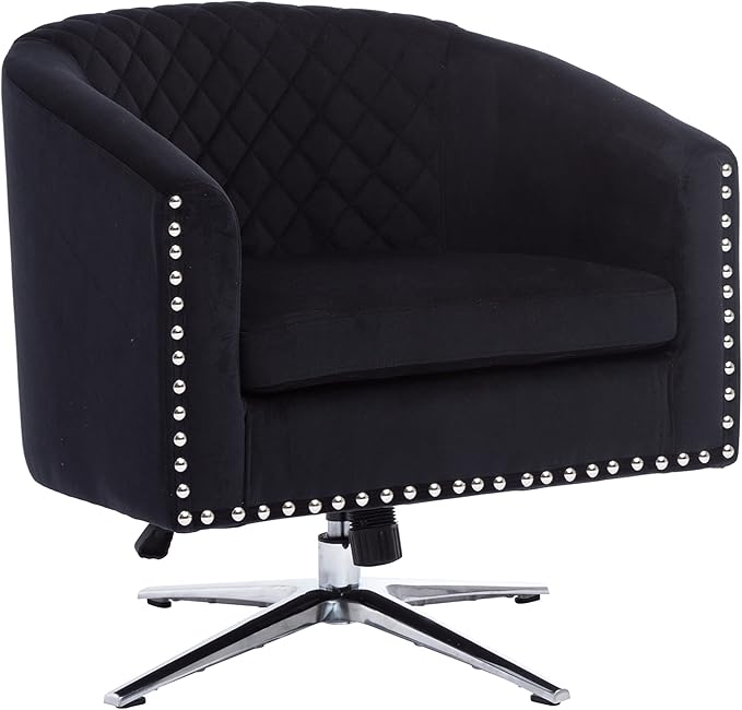 Swivel Barrel Chair Living Room Chair with Nailheads and Metal Base