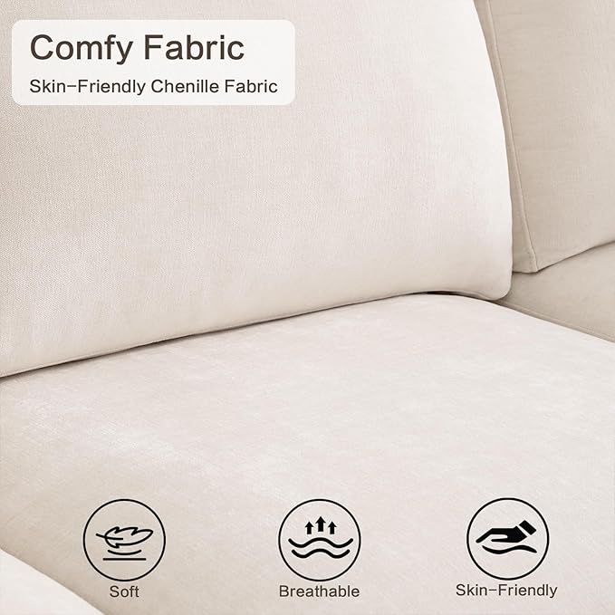 Oversized Modular Sectional Fabric Sofa Set Large L Shaped Mordern Sofa Couch Reversible Chaise Modular Sectional Couches 96 inch Width3 Seat Modular Sofas BeigeLinen