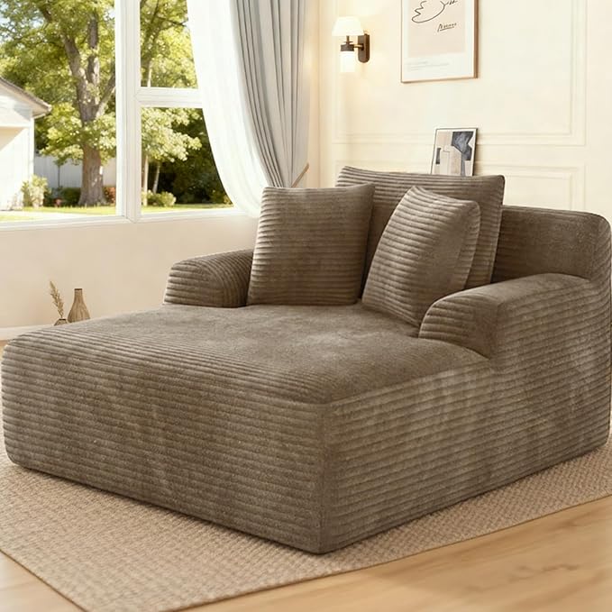 Avenix 66 Boneless Oversized Chaise Lounge Chair IndoorBoneless Chaise Lounge Oversized Reading ChairsComfy Chaise Lounge Corduroy Oversized ChairCloud Boneless Couch Sleeper Sofa Chaise BedBrown