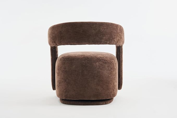 KEIKI Swivel Barrel Chair Modern Accent Chair for Study/Reception 360° Rotation Ergonomic Design Easy Assembly Comfy Chenille Fabric