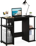 Furinno JAYA Desk 38.4 Wide Gaming Desk Computer Study Desk Office Desk with Side Shelves Open Storage for Home Office Bedroom Dorm Study Room Espresso