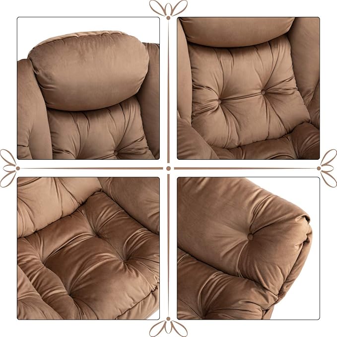 HollyHOME Lazy Chair with Armrest and Side Pocket Comfy Accent Lounge ChairLeisure Sofa Armchair for Living Room Bedroom Dorm or Small Spaces Oversized Reading Sofa ChairVelvet Taupe Brown