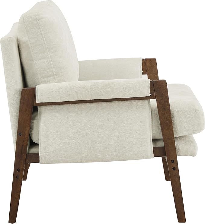 Roundhill Furniture Kelly Mid-Century Modern Accent Armchair White