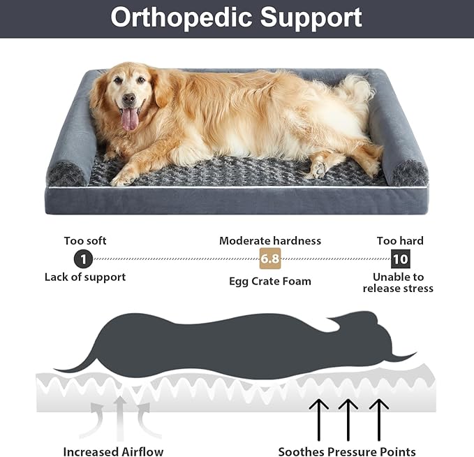 BFPETHOME Dog Beds for Large Dogs Orthopedic Dog Bed for Medium Large DogsBig Waterproof Couch Pet Bed with Removable Washable Cover